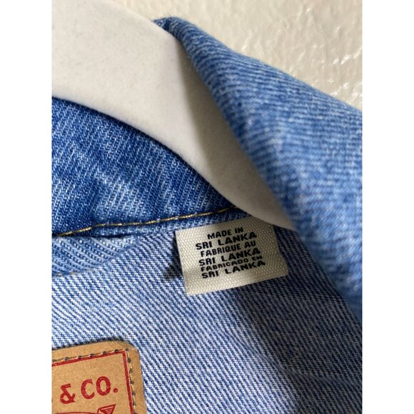Levis Blue Denim Jean Jacket Womens Plus Size 1X Tracker Button Pockets Moto - Picture 13 of 16